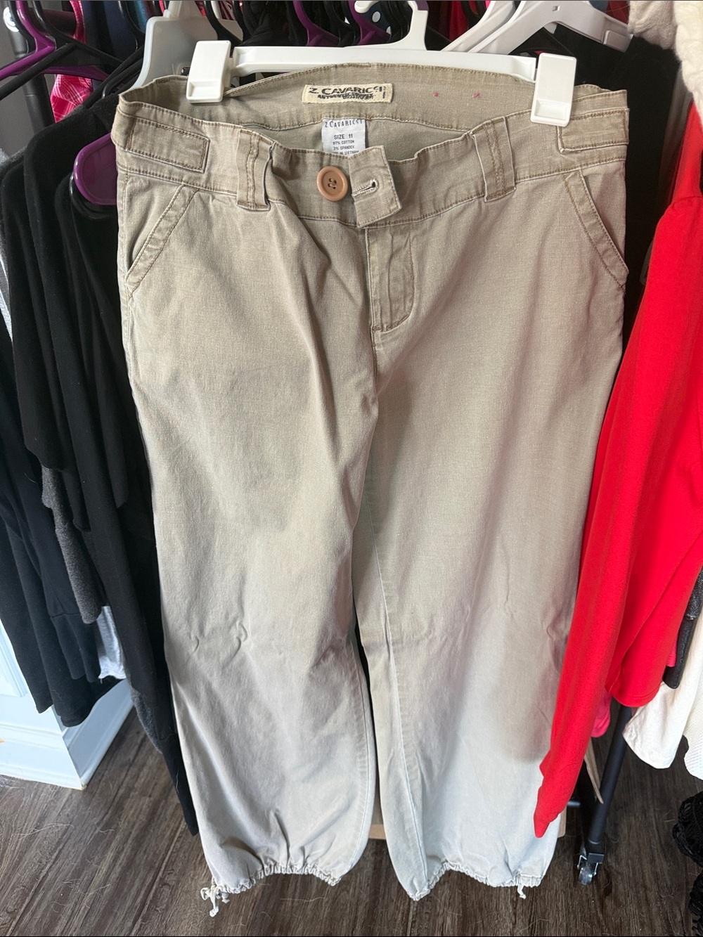 Z. Cavaricci Light Beige Drawstring Hem Casual Pants